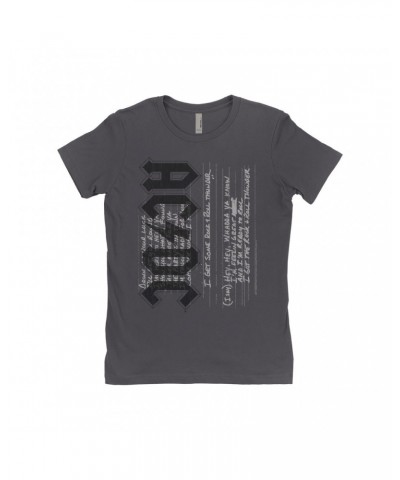 AC/DC Ladies' Boyfriend T-Shirt | Rock N' Roll Thunder Lyrics Image Shirt $7.73 Shirts