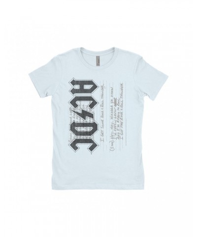 AC/DC Ladies' Boyfriend T-Shirt | Rock N' Roll Thunder Lyrics Image Shirt $7.73 Shirts