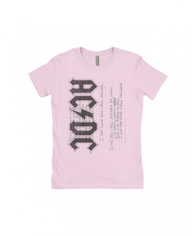 AC/DC Ladies' Boyfriend T-Shirt | Rock N' Roll Thunder Lyrics Image Shirt $7.73 Shirts