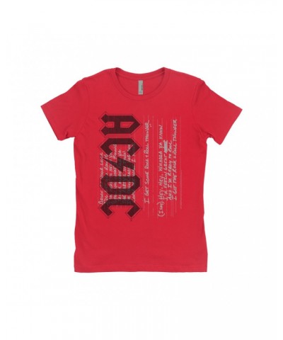 AC/DC Ladies' Boyfriend T-Shirt | Rock N' Roll Thunder Lyrics Image Shirt $7.73 Shirts