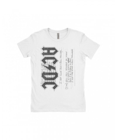 AC/DC Ladies' Boyfriend T-Shirt | Rock N' Roll Thunder Lyrics Image Shirt $7.73 Shirts