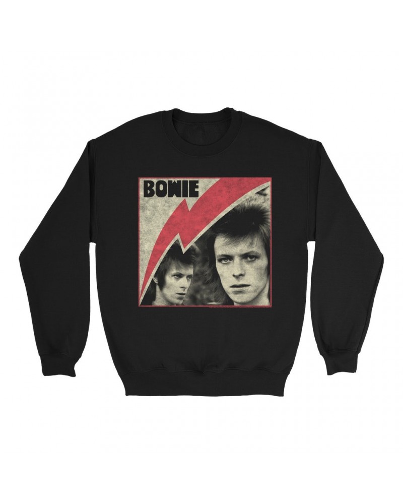 David Bowie Sweatshirt | Fierce 1972 Collage Distressed Sweatshirt $16.78 Sweatshirts