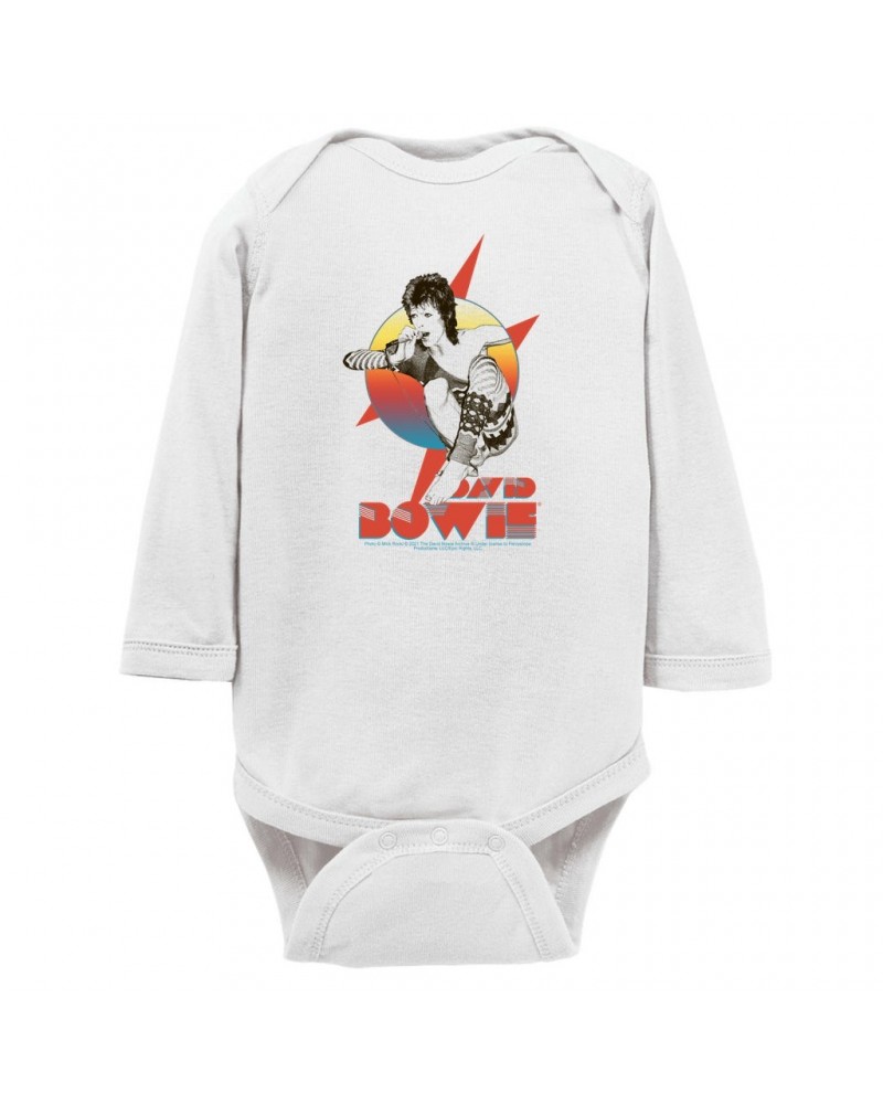 David Bowie Long Sleeve Bodysuit | Bowie Performing Colorful Design Bodysuit $8.56 Shirts