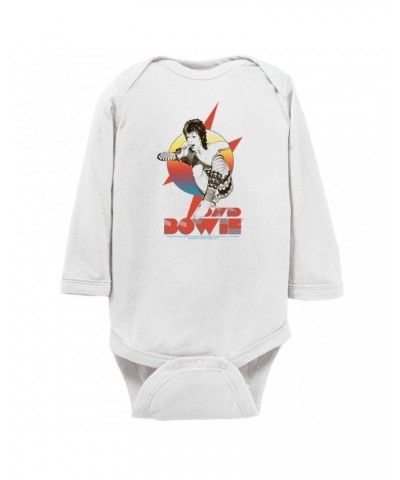 David Bowie Long Sleeve Bodysuit | Bowie Performing Colorful Design Bodysuit $8.56 Shirts