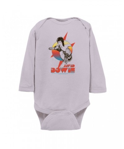 David Bowie Long Sleeve Bodysuit | Bowie Performing Colorful Design Bodysuit $8.56 Shirts