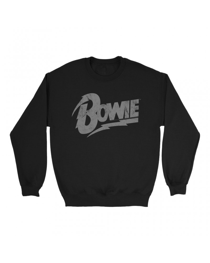 David Bowie Sweatshirt | Vintage Bowie Silver Logo Distressed Sweatshirt $11.18 Sweatshirts