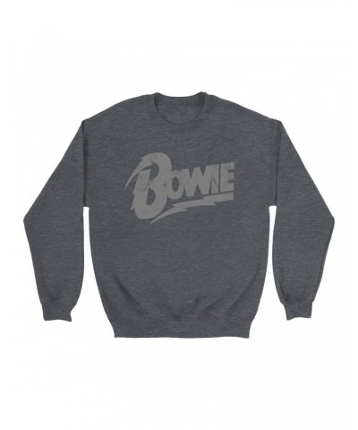 David Bowie Sweatshirt | Vintage Bowie Silver Logo Distressed Sweatshirt $11.18 Sweatshirts