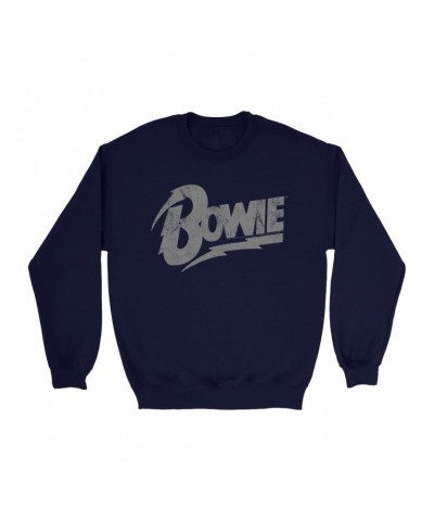 David Bowie Sweatshirt | Vintage Bowie Silver Logo Distressed Sweatshirt $11.18 Sweatshirts