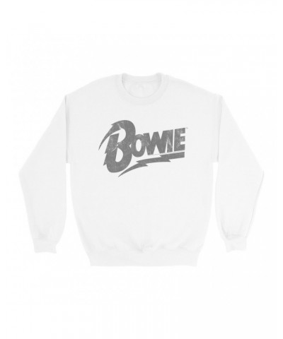 David Bowie Sweatshirt | Vintage Bowie Silver Logo Distressed Sweatshirt $11.18 Sweatshirts