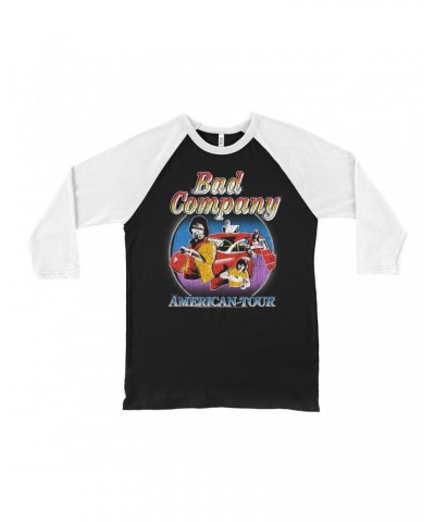 Bad Company 3/4 Sleeve Baseball Tee | Crazy Circles American Tour Distressed Shirt $9.28 Shirts