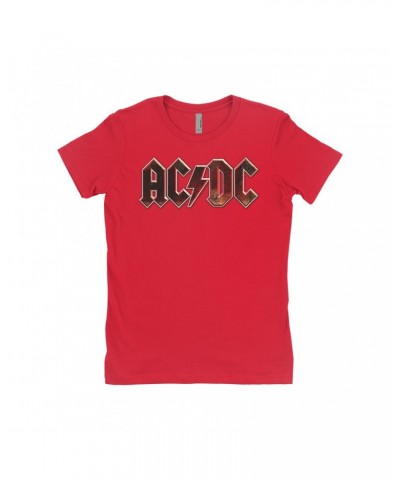 AC/DC Ladies' Boyfriend T-Shirt | Live At River Plate Metallic Logo Shirt $11.48 Shirts