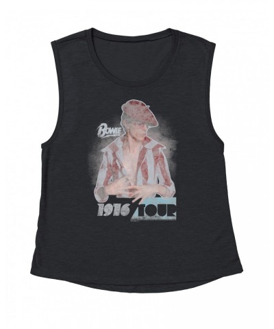 David Bowie Ladies' Muscle Tank Top | 1976 Tour Photo Image Shirt $10.54 Shirts