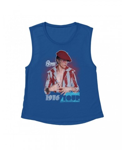 David Bowie Ladies' Muscle Tank Top | 1976 Tour Photo Image Shirt $10.54 Shirts