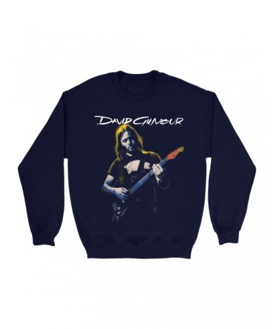 David Gilmour Sweatshirt | 1977 Color Tinted Photo With Logo Sweatshirt $14.33 Sweatshirts