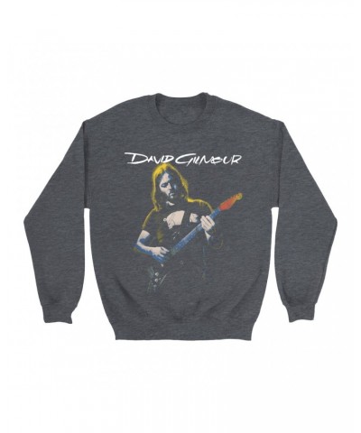 David Gilmour Sweatshirt | 1977 Color Tinted Photo With Logo Sweatshirt $14.33 Sweatshirts