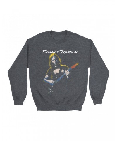 David Gilmour Sweatshirt | 1977 Color Tinted Photo With Logo Sweatshirt $14.33 Sweatshirts