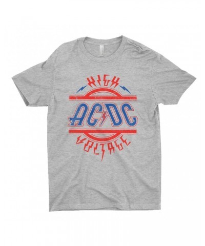 AC/DC T-Shirt | Red and Blue High Voltage Distressed Shirt $9.48 Shirts