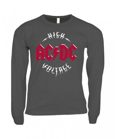 AC/DC Long Sleeve Shirt | High Voltage Red Logo Distressed Shirt $11.68 Shirts