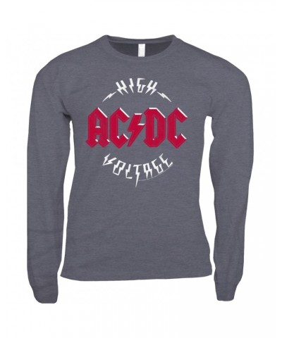 AC/DC Long Sleeve Shirt | High Voltage Red Logo Distressed Shirt $11.68 Shirts