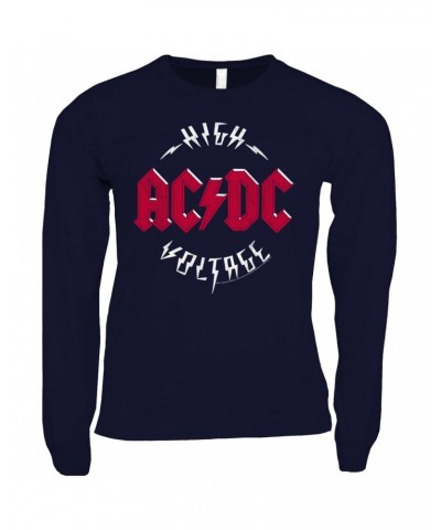 AC/DC Long Sleeve Shirt | High Voltage Red Logo Distressed Shirt $11.68 Shirts