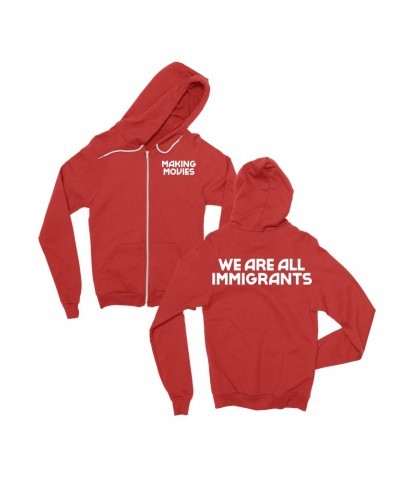 Making Movies We Are All Immigrants Hoodie - Red $20.24 Sweatshirts