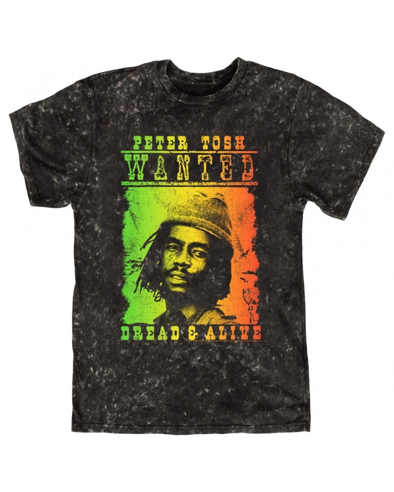 Peter Tosh T-shirt | Rainbow Ombre Dread & Alive Mineral Wash Shirt $13.78 Shirts