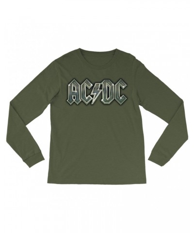 AC/DC Heather Long Sleeve Shirt | Metal Metallic Logo Shirt $11.38 Shirts