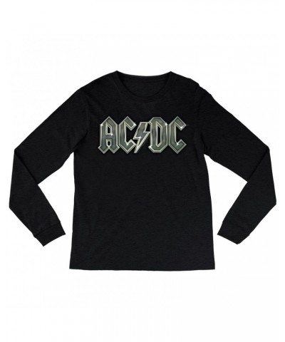 AC/DC Heather Long Sleeve Shirt | Metal Metallic Logo Shirt $11.38 Shirts