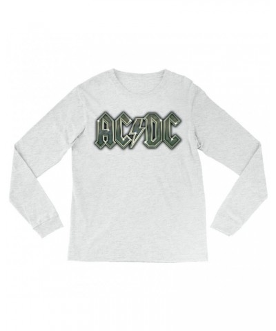 AC/DC Heather Long Sleeve Shirt | Metal Metallic Logo Shirt $11.38 Shirts