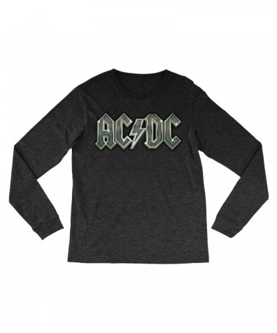 AC/DC Heather Long Sleeve Shirt | Metal Metallic Logo Shirt $11.38 Shirts