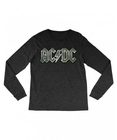 AC/DC Heather Long Sleeve Shirt | Metal Metallic Logo Shirt $11.38 Shirts