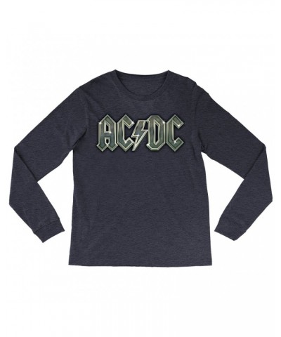 AC/DC Heather Long Sleeve Shirt | Metal Metallic Logo Shirt $11.38 Shirts