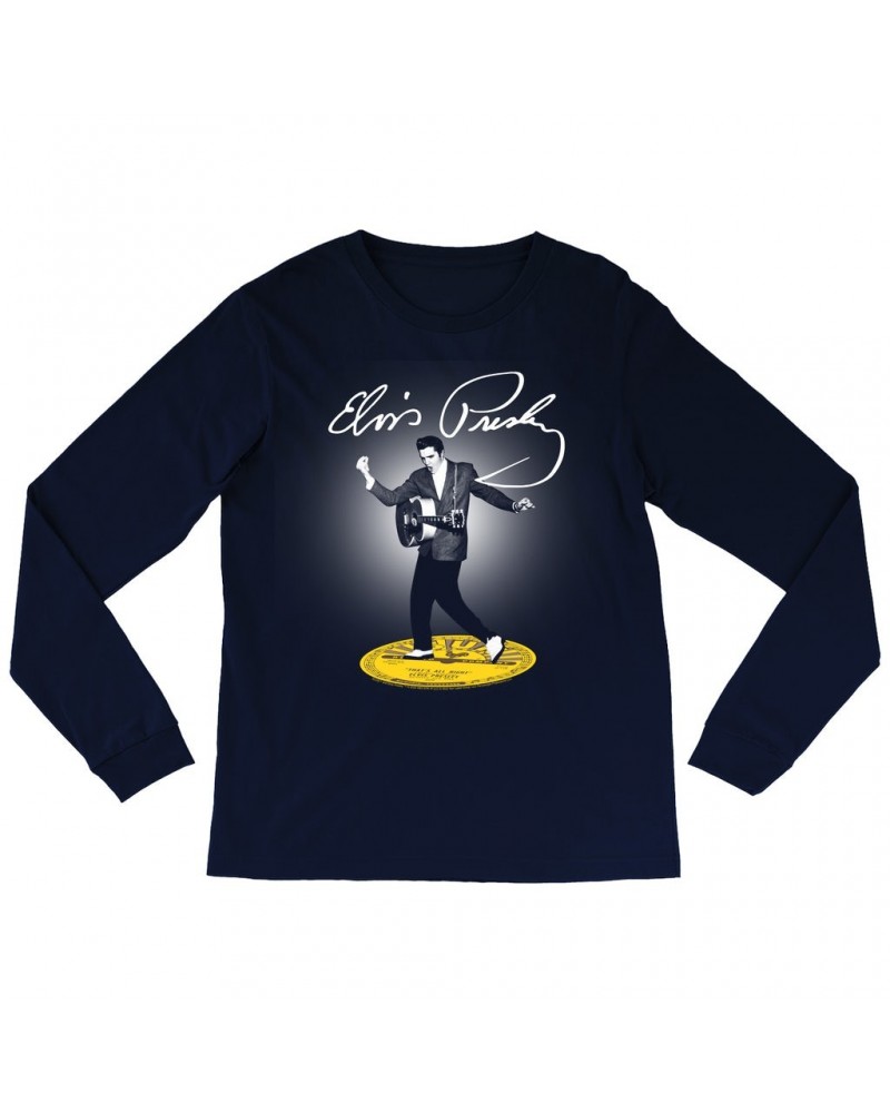 Elvis Presley Long Sleeve Shirt | Signature Stepping On Hits Shirt $13.48 Shirts